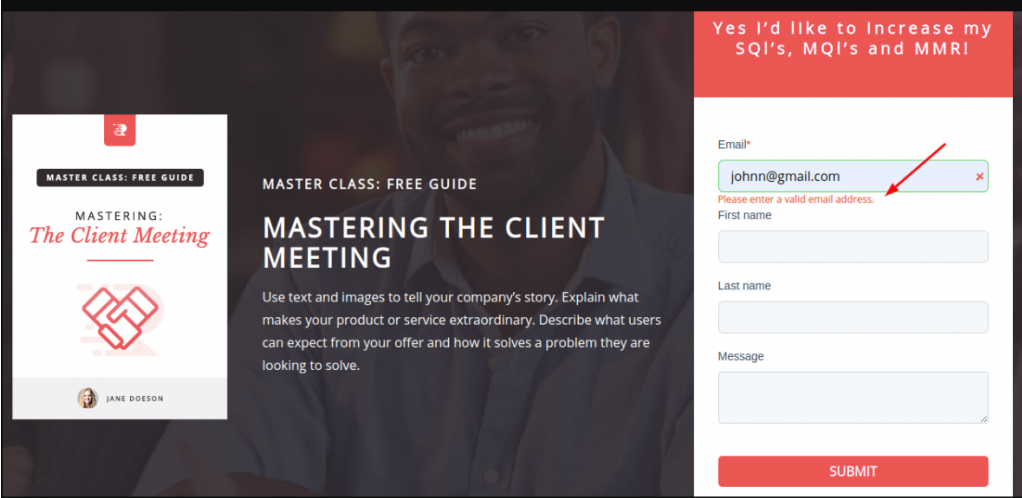 Email validation example on Fluent Forms