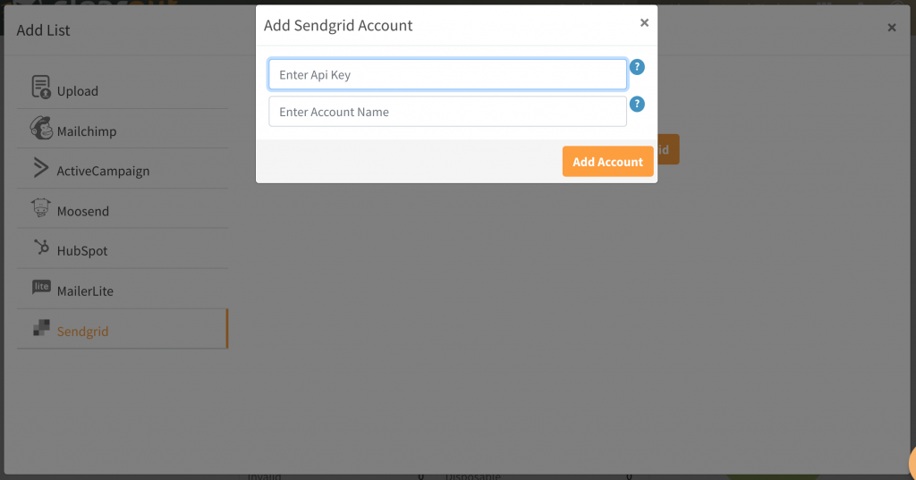 Connect SendGrid account with Clearout for List verification