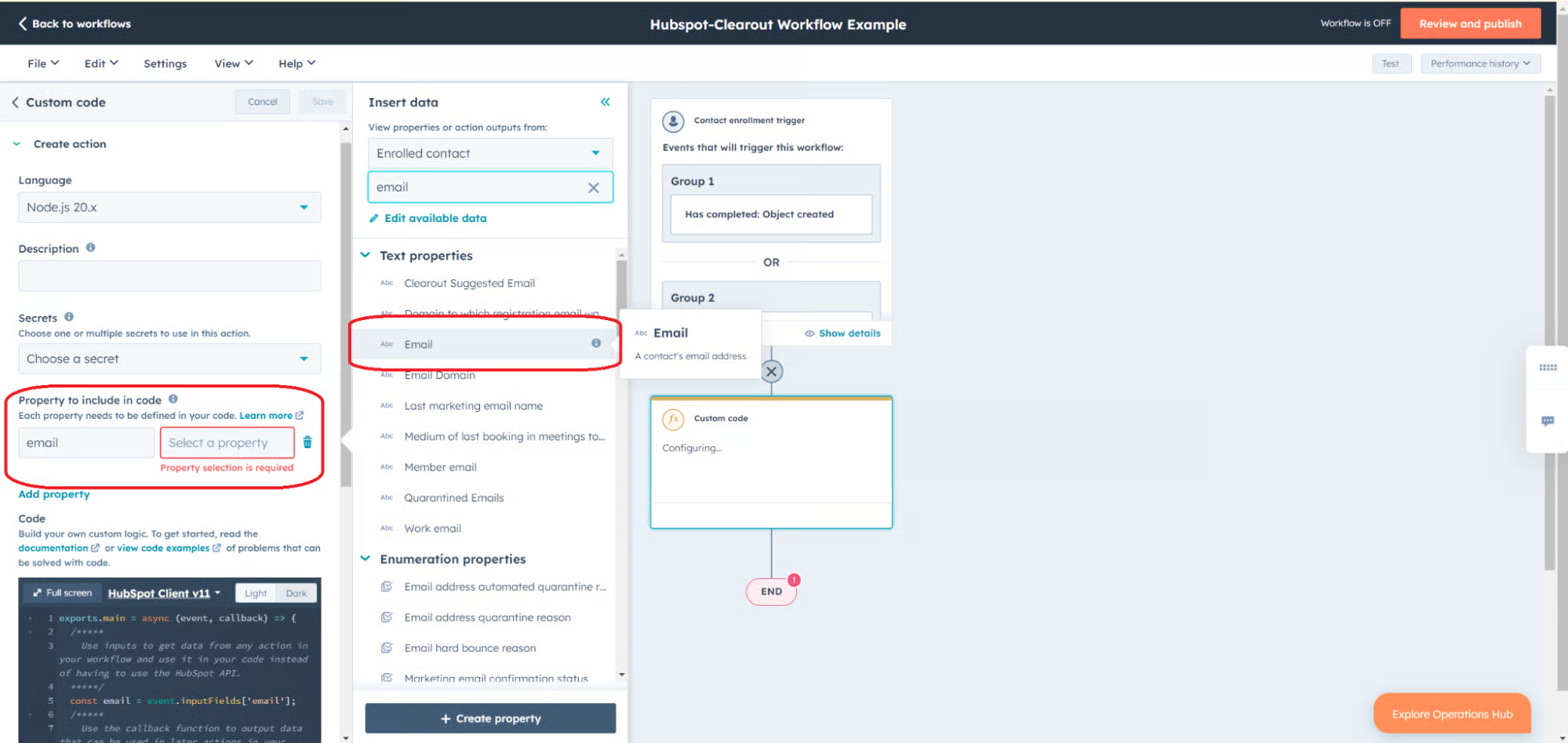 Set Email as new value "Unknown"