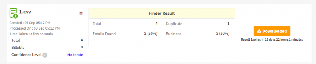 Download the result after bulk finding