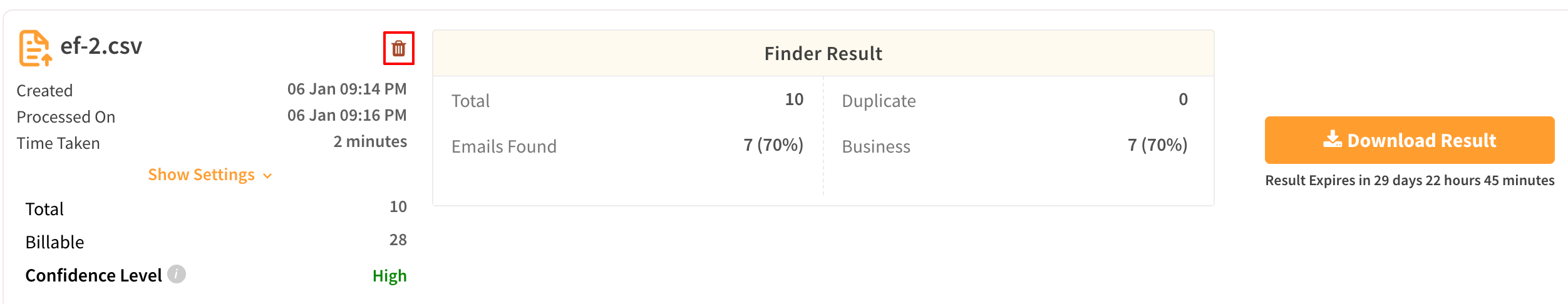 Remove the list after bulk finding