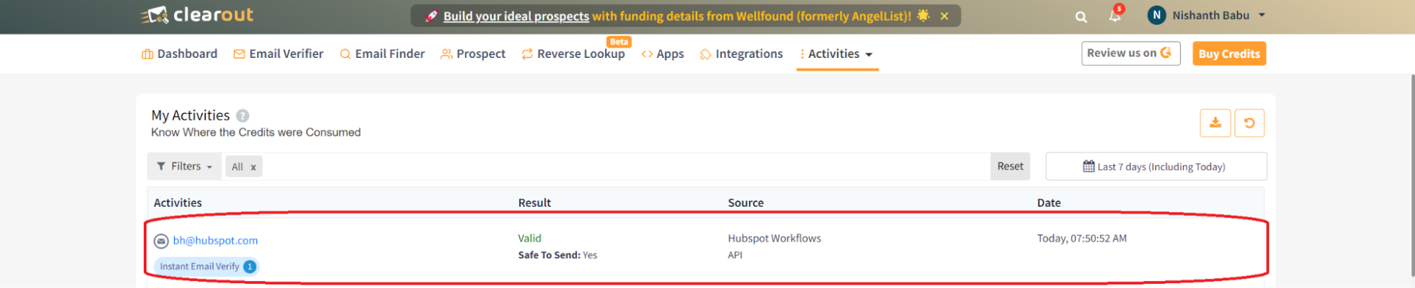 Check Clearout Activities to confirm successful implementation